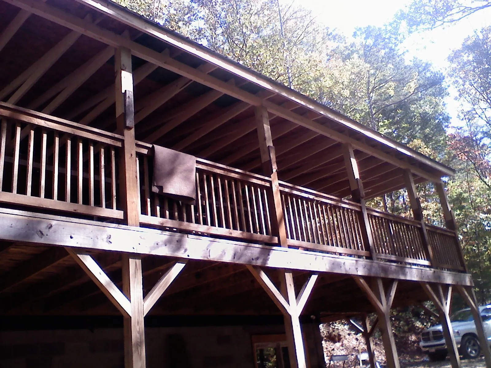 Timber framing under a new elevated porch and deck — Roof Leak Repair in Dagsboro by Roofing Brothers